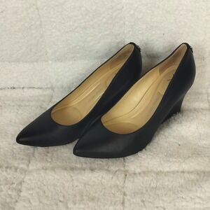 Nine West Leather 9x9 Technology Wedge Pump Black Pointed Toe